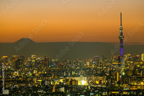 TOKYO, JAPAN - Nov 12 :Tokyo Sky Tree (634m) at dusk on Nov 12, 2016.Tokyo Sky Tree is the highest free-standing structure in Japan and 2nd in the world with over 10million visitors each year.