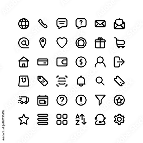 set of ecommerce icons. 36 icons for web and mobile app