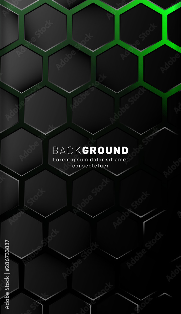 Vertical hexagon background. Gradient color light pattern with dark background technology style. Honeycomb. Vector illustration of light. Vertical hexagon background. Gradient color light pattern with dark background technology style. Honeycomb. Vector illustration of light.