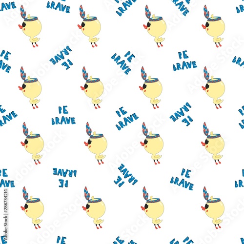 pattern cute character funny duck with the words be brave.