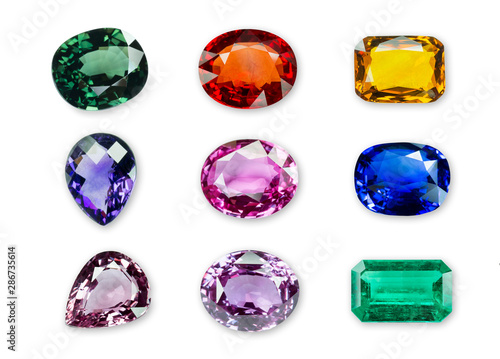 Bright gems isolated on a black background