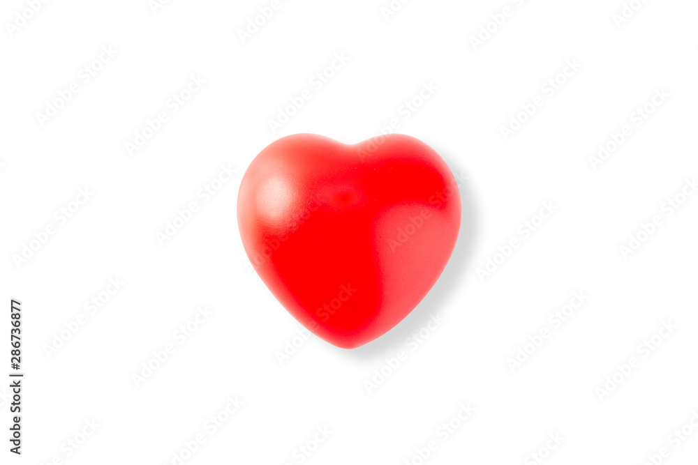 Red heart shape isolated on white background