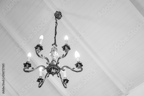 chandelier in classic room shining