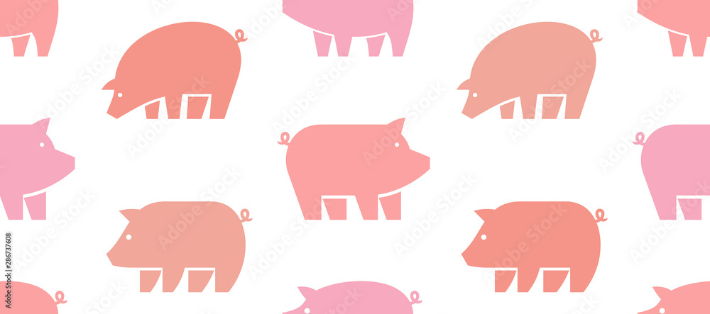 Fototapeta premium Seamless pattern with Pig logo. isolated on white background