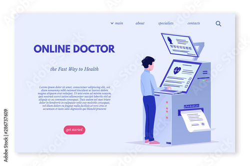 Telemedicine services vector landing page template