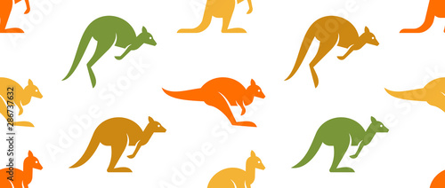 Seamless pattern with Kangaroo logo. isolated on white background