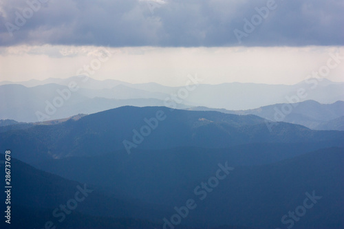 The majestic view of the beautiful mountains. Relaxing travel background. Tourist routes. Carpathians. Ukraine. Europe. © Александр Клюйко