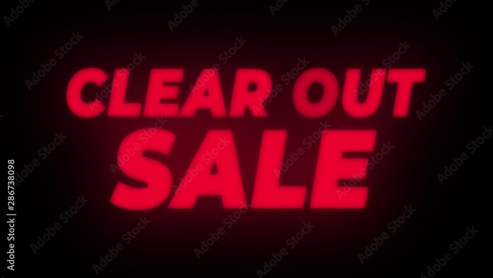 Clear Out Sale Text Blinking Flickering Neon Red Sign Promotional Loop Background. Sale, Discounts, Deals, Special Offers. Green Screen and Alpha Matte Clear Out Sale Text Blinking Flickering Neon Red Sign Promotional Loop Background. Sale, Discounts, Deals, Special Offers. Green Screen and Alpha Matte