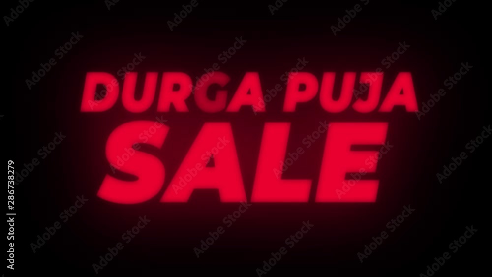 Durga Puja Sale Text Blinking Flickering Neon Red Sign Promotional Loop Background. Sale, Discounts, Deals, Special Offers. Green Screen and Alpha Matte Durga Puja Sale Text Blinking Flickering Neon Red Sign Promotional Loop Background. Sale, Discounts, Deals, Special Offers. Green Screen and Alpha Matte