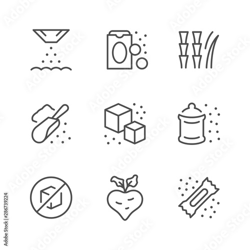 Set line icons of sugar