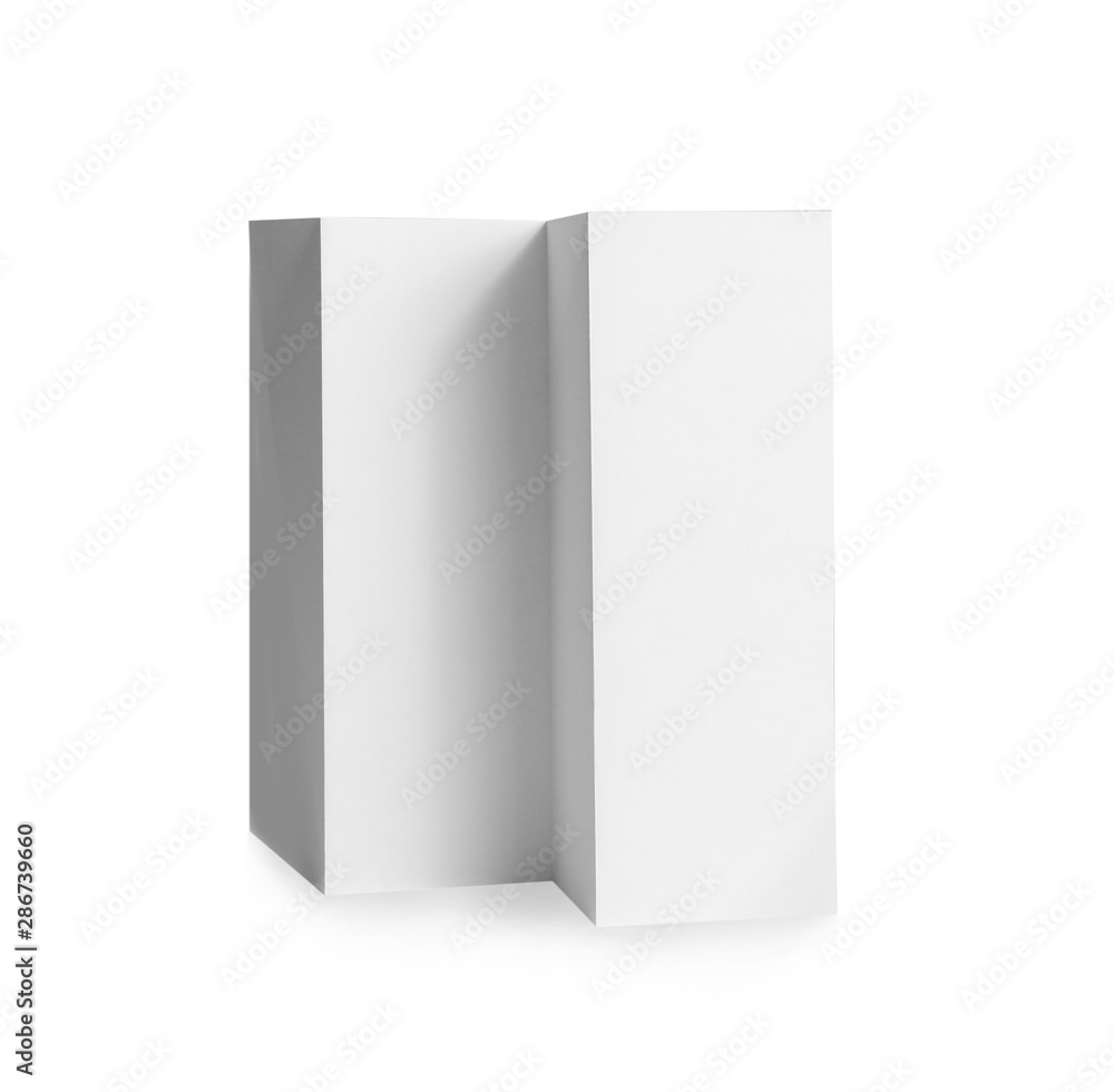 Blank brochure on white background. Mock up for design Blank brochure on white background. Mock up for design