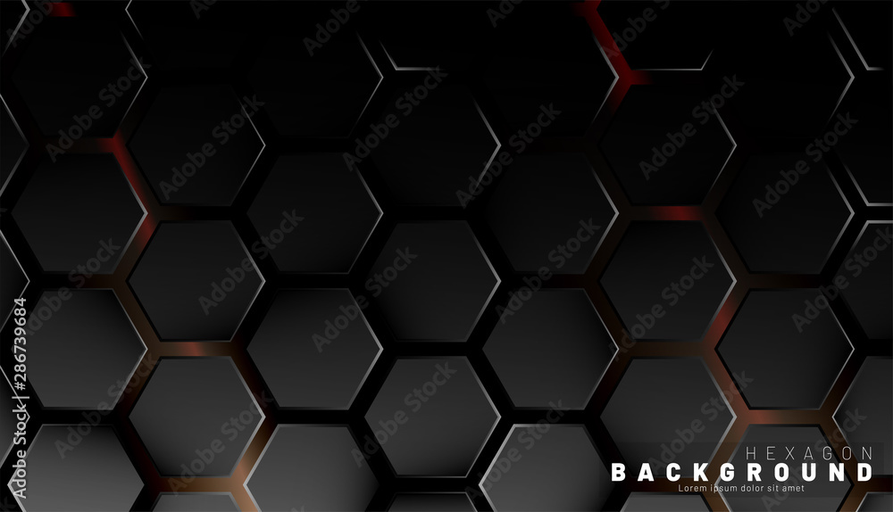 Abstract black hexagon pattern on a technology style of neon gradient background. Honeycomb. Vector illustration Abstract black hexagon pattern on a technology style of neon gradient background. Honeycomb. Vector illustration