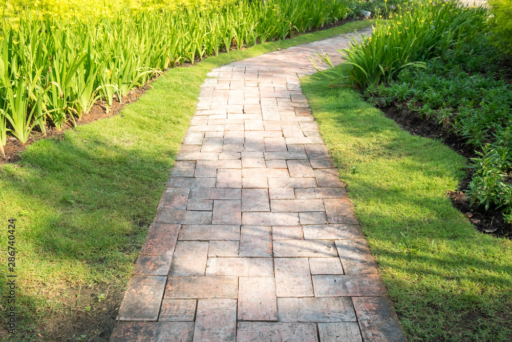 Stone walkway in garden Stone walkway in garden