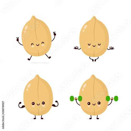 Cute happy peanut make fitness,yoga,gym