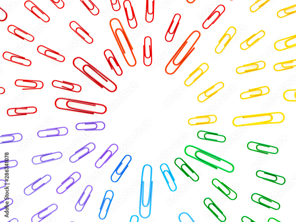 Radial Background of paperclips in rainbow colors Radial Background of paperclips in rainbow colors
