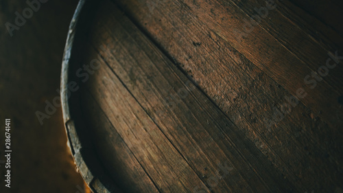 Foto Old barrel background, cask close up