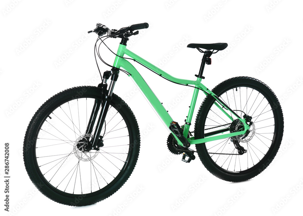 Modern bicycle on white background. Healthy lifestyle