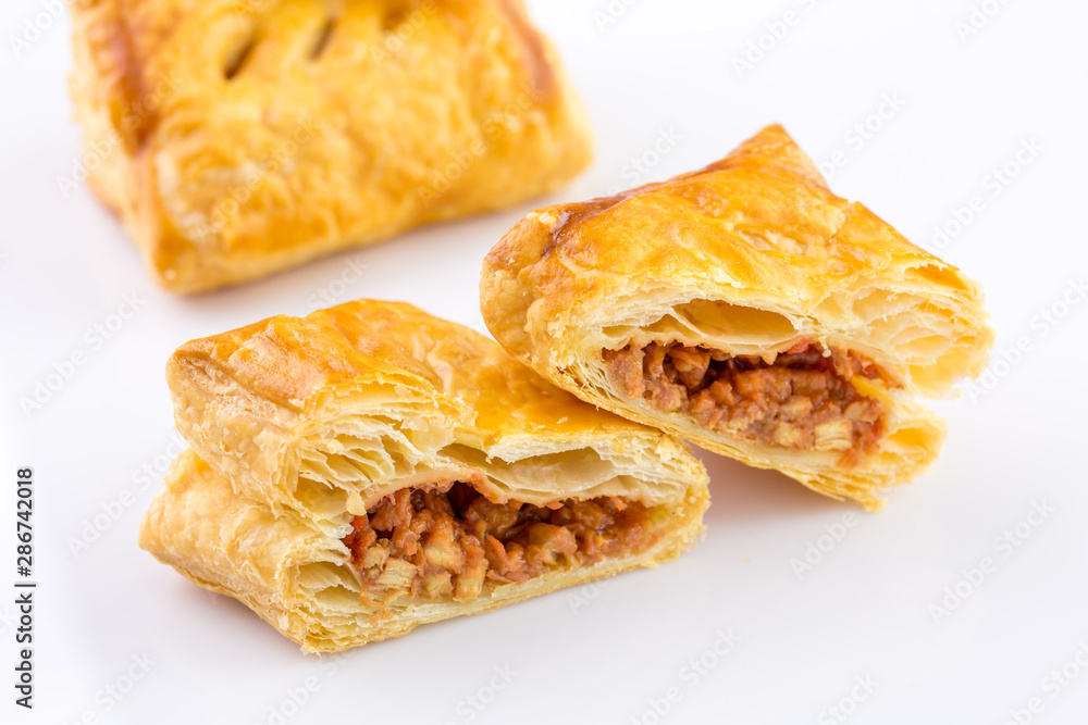 chicken pie isolated on white background chicken pie isolated on white background