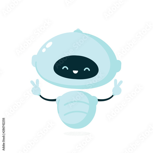 Cute smiling robot, bot. Vector