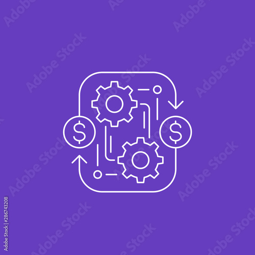 costs optimization, business efficiency linear icon