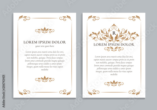 White vector greeting card with golden luxury ornament template. Great for invitation, flyer, menu, brochure, postcard, background, wallpaper, decoration, packaging or any desired idea. © Annartlab