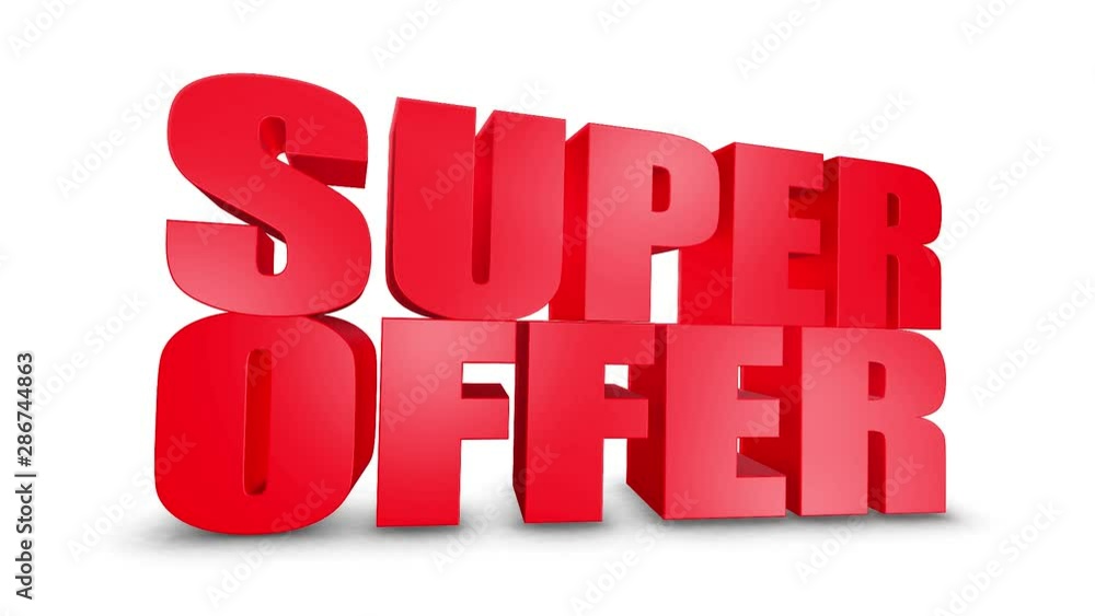 Super Offer 3D Text on White Alpha Channel Green Screen. Advertising Promotion Discount Offer Sale 3D Animation Render. Super Offer 3D Text on White Alpha Channel Green Screen. Advertising Promotion Discount Offer Sale 3D Animation Render.