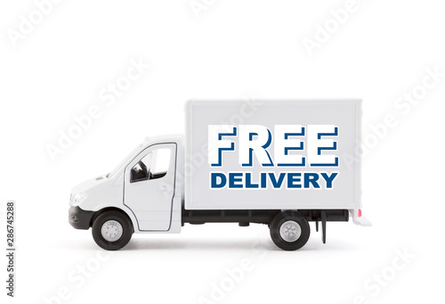Free delivery cargo truck on white background