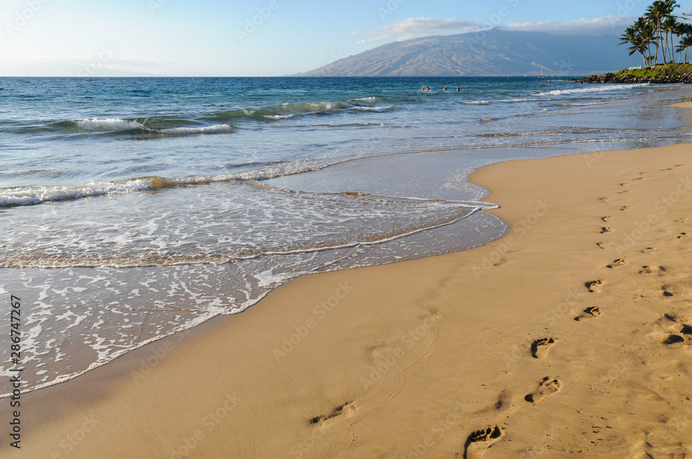 footprints in the sand on shore of ocean water footprints in the sand on shore of ocean water