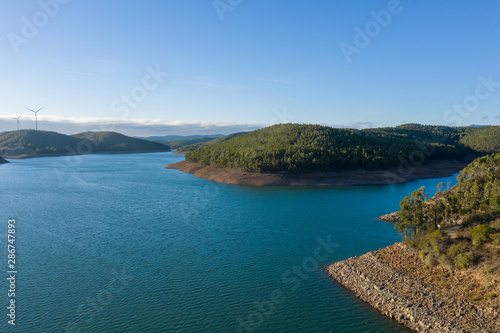 Barragem da bravura, Bravura dam, Alragve, Portugal. Aerial drone wide view © vitfedotov