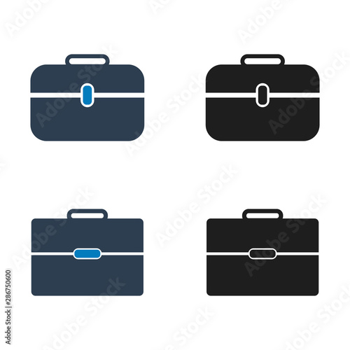 Briefcase icon set. Flat style vector EPS.