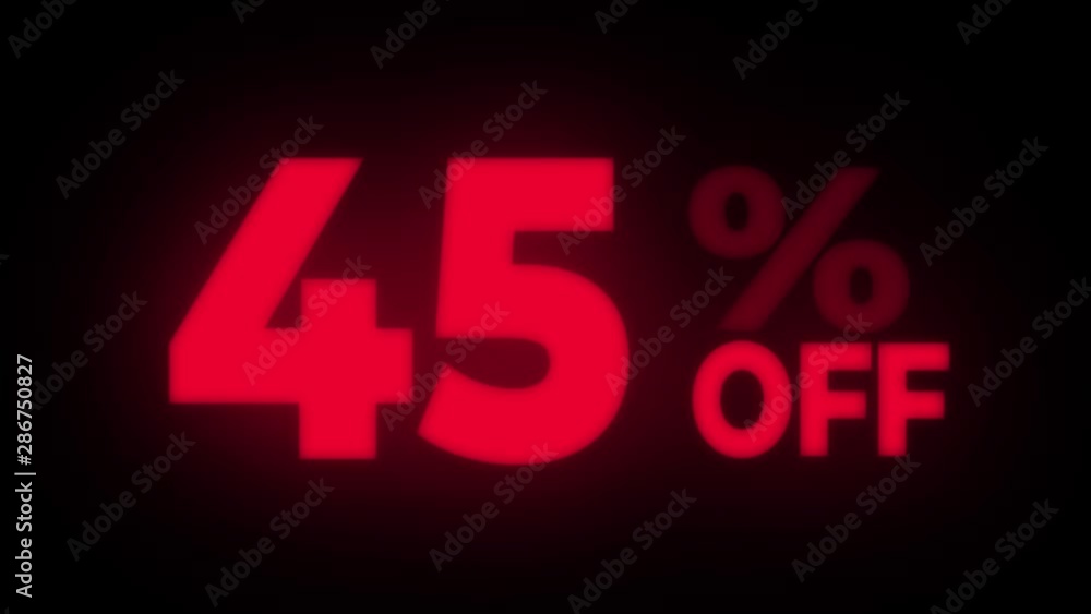 45% Percent Off Text Blinking & Flickering Neon Red Sign Promotional Loop Background. Sale, Discounts, Deals, Special Offers. Green Screen and Alpha Matte 45% Percent Off Text Blinking & Flickering Neon Red Sign Promotional Loop Background. Sale, Discounts, Deals, Special Offers. Green Screen and Alpha Matte
