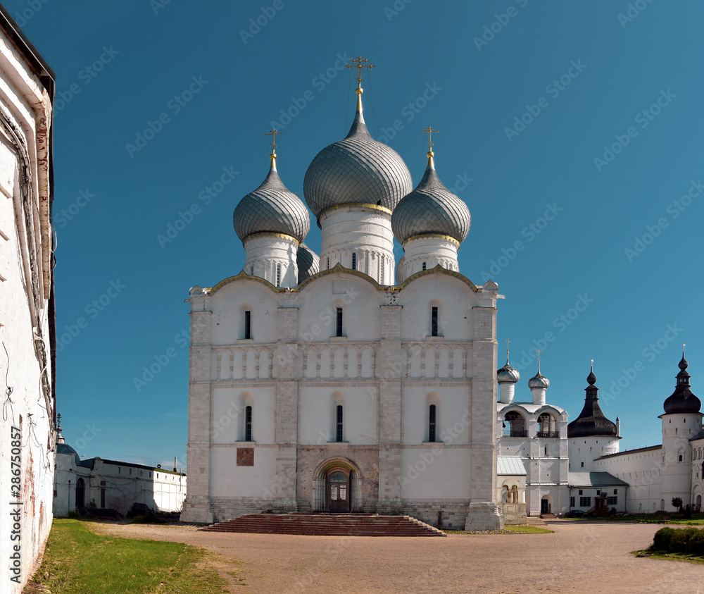 Rostov Kremlin. Uspensky Cathedral. Rostov is an ancient Russian city, part of the popular tourist route Golden Ring of Russia