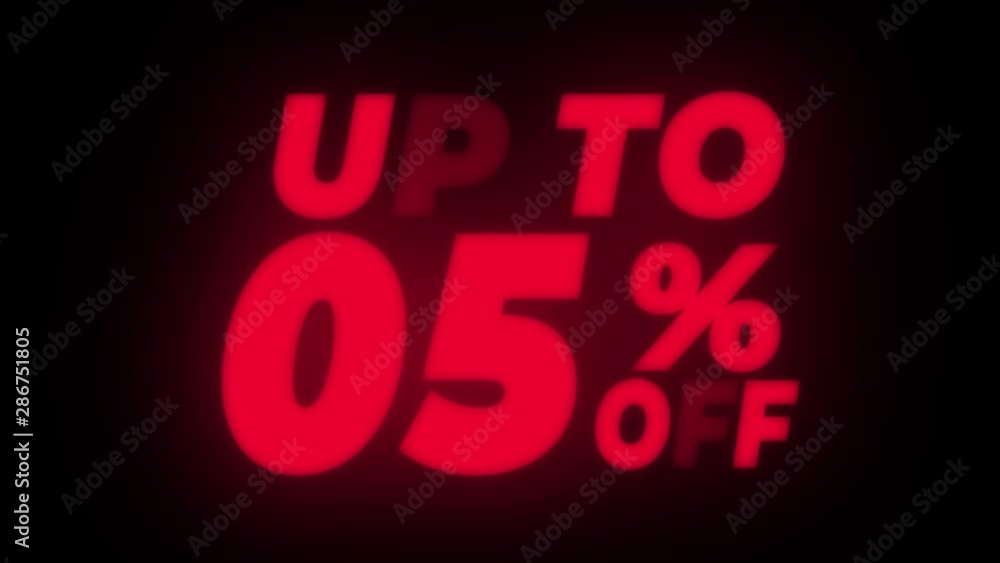 Up To 05% Percent Off Text Blinking & Flickering Neon Red Sign Promotional Loop Background. Sale, Discounts, Deals, Special Offers. Green Screen and Alpha Matte Up To 05% Percent Off Text Blinking & Flickering Neon Red Sign Promotional Loop Background. Sale, Discounts, Deals, Special Offers. Green Screen and Alpha Matte