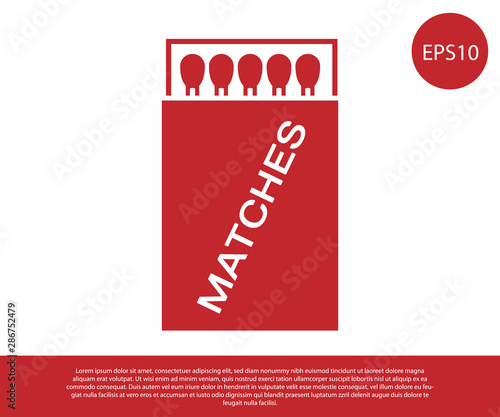 Red Open matchbox and matches icon isolated on white background. Vector Illustration