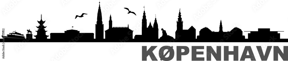 Copenhagen City Skyline Silhouette Vector Copenhagen City Skyline Silhouette Vector