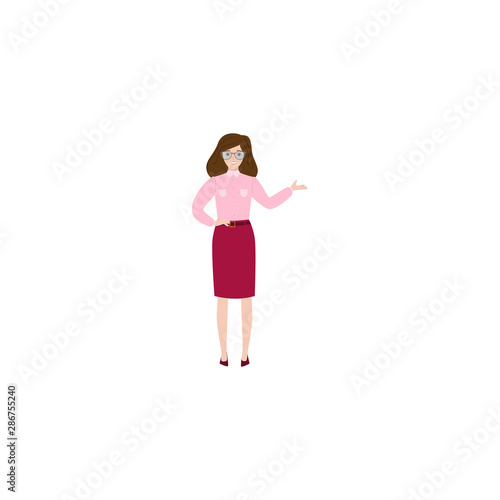 Woman standing in a pose. Raster illustration isolated on white background