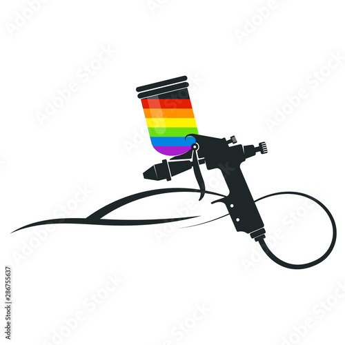 Auto silhouette and spray gun for painting