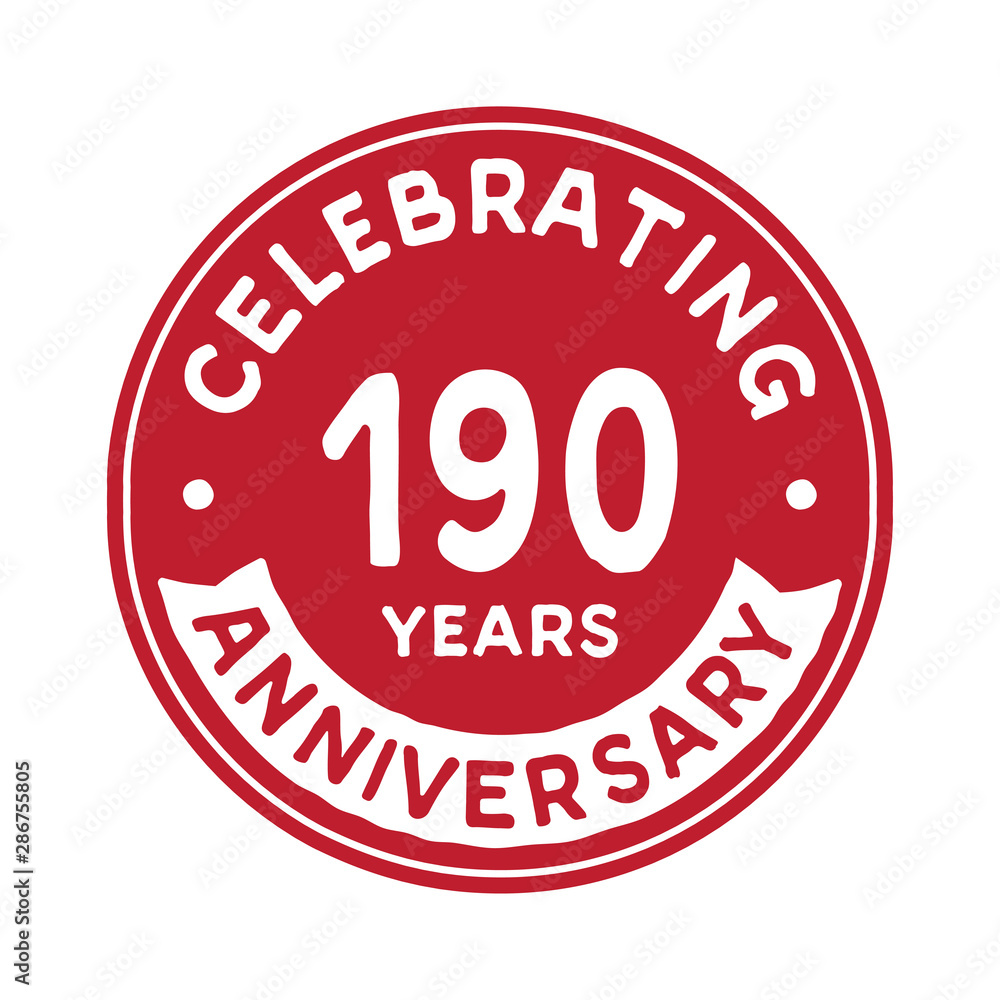 190 years anniversary logo design template. One hundred and ninety years logtype. Vector and illustration.