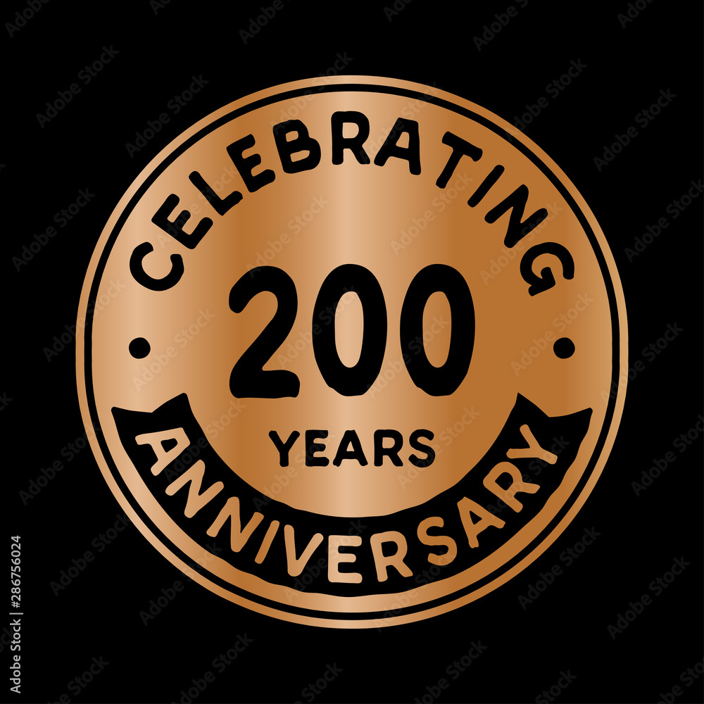 200 years anniversary logo design template. Two hundred years logtype. Vector and illustration.