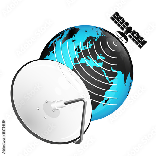 Satellite dish and globe signal tv