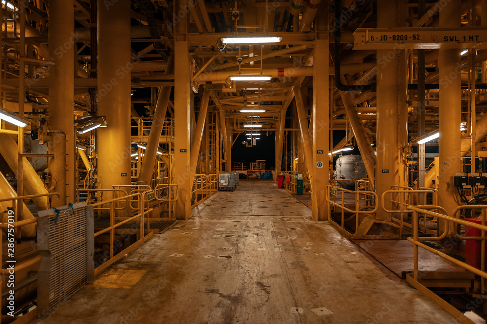 View of a riser pipe in FPSO vessel View of a riser pipe in FPSO vessel