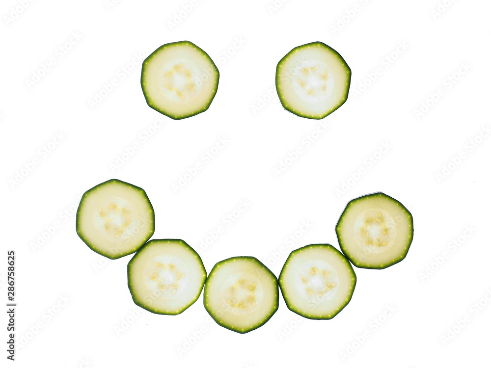 Slices zucchini isolated on white background Slices zucchini isolated on white background