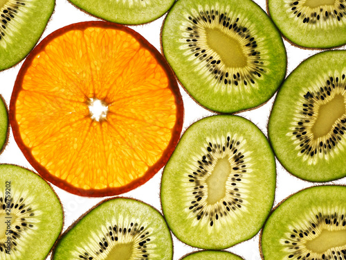 Kiwi slices fruit isolated on white background