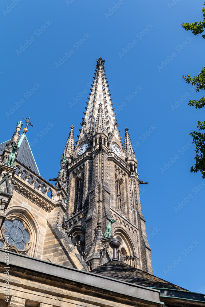 View of the Leipzig church Peterskirche in Leipzig,Germany,.at blue sky View of the Leipzig church Peterskirche in Leipzig,Germany,.at blue sky