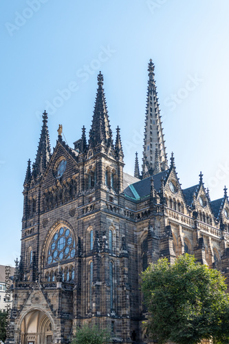 View of the Leipzig church Peterskirche in Leipzig,Germany,.at blue sky