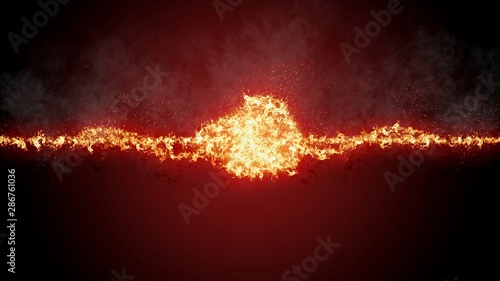 Fotografie, Obraz 3D rendering flame of fire abstract shape on black background