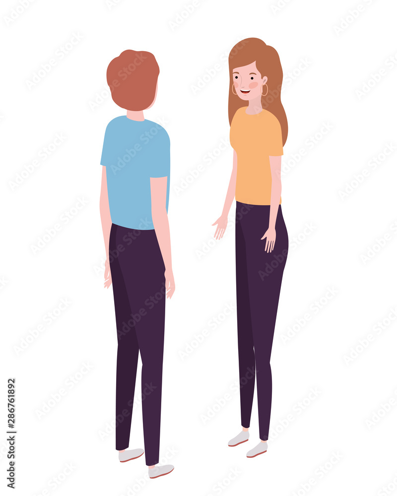 couple of people in back position on white background couple of people in back position on white background