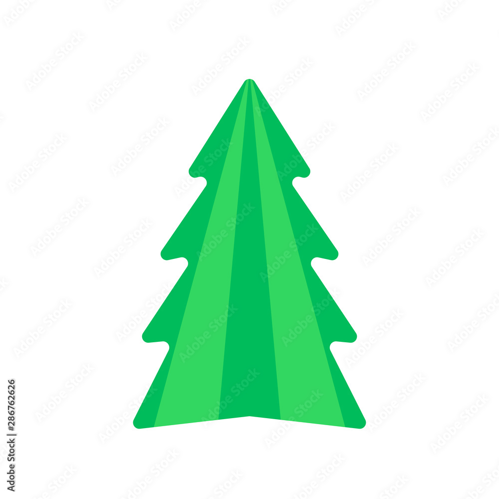 Vector illustration, Christmas tree icon, flat cartoon style, isolated on white background. Applicable as a decorative element for interior designs, greeting postcards, posters, flyers etc. Vector illustration, Christmas tree icon, flat cartoon style, isolated on white background. Applicable as a decorative element for interior designs, greeting postcards, posters, flyers etc.