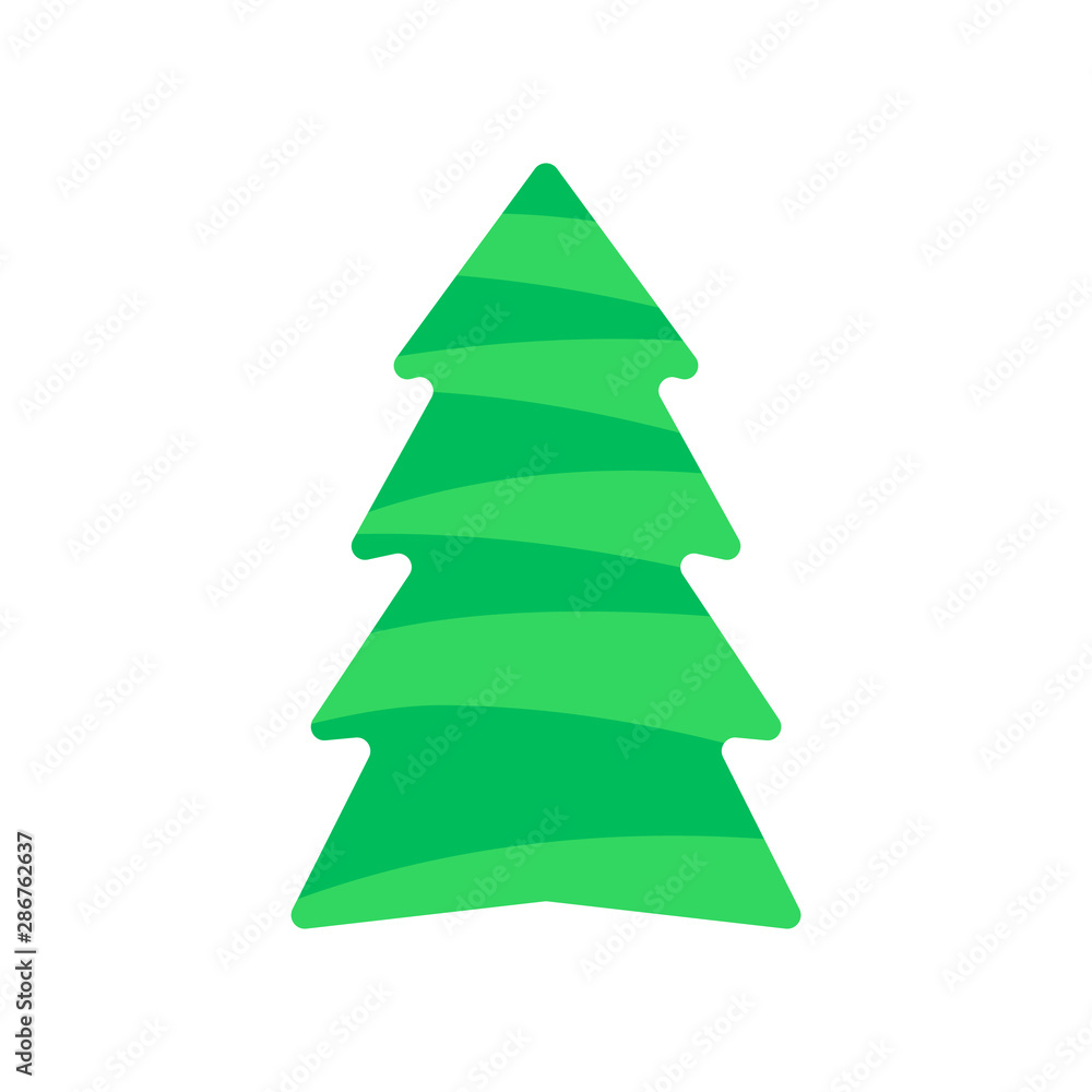 Vector illustration, Christmas tree icon, flat cartoon style, isolated on white background. Applicable as a decorative element for interior designs, greeting postcards, posters, flyers etc. Vector illustration, Christmas tree icon, flat cartoon style, isolated on white background. Applicable as a decorative element for interior designs, greeting postcards, posters, flyers etc.