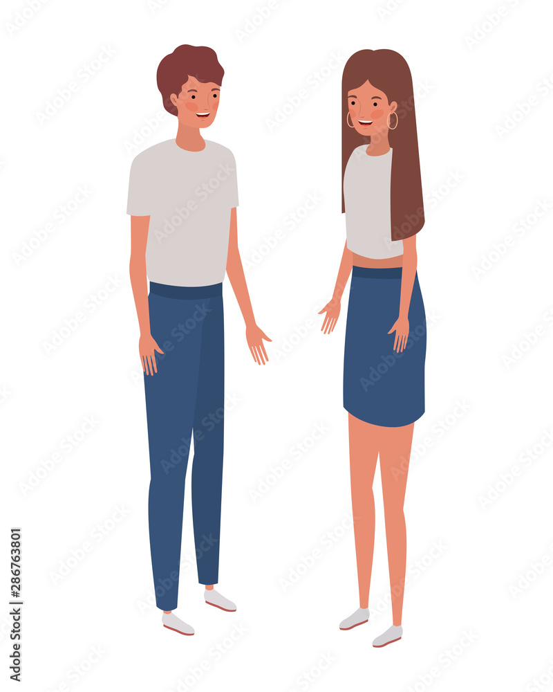 Fototapeta premium couple of people standing on white background
